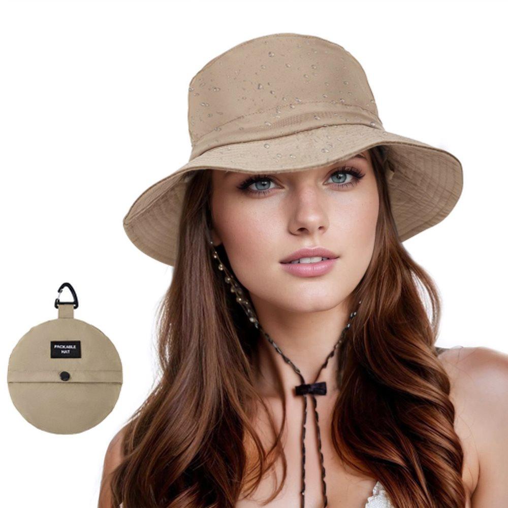 Foldable Waterproof Fisherman Hat Unisex Quick-Drying Sun Hat for Summer Outdoor, Light Brown V1188-MS-325-1607