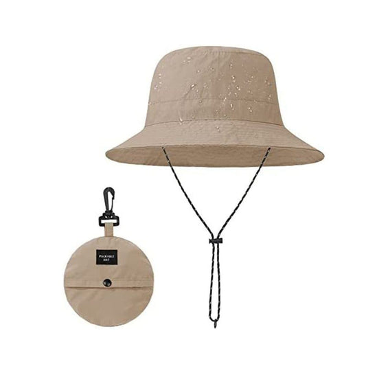 Foldable Waterproof Fisherman Hat Unisex Quick-Drying Sun Hat for Summer Outdoor, Light Brown V1188-MS-325-1607