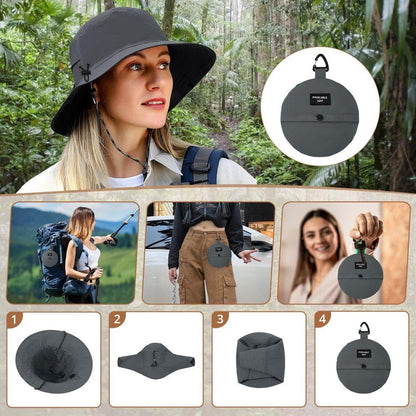Foldable Waterproof Fisherman Hat Unisex Quick-Drying Sun Protection Summer Outdoor Hat, Dark Pink V1188-MS-325-1609