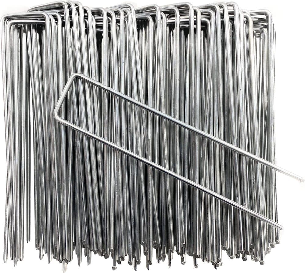 100 pcs U-shaped garden anchor pegs, 150mm, silver V1188-MS-325-1610