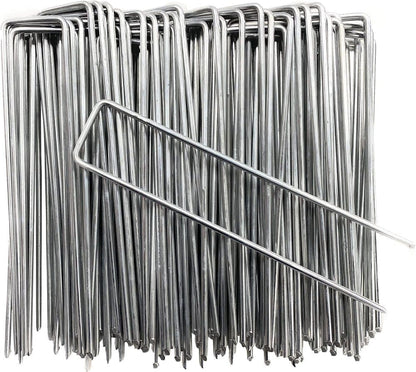 100 pcs U-shaped garden anchor pegs, 150mm, silver V1188-MS-325-1610