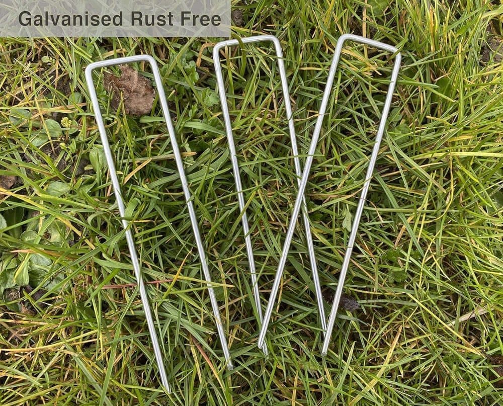 100 pcs U-shaped garden anchor pegs, 150mm, silver V1188-MS-325-1610