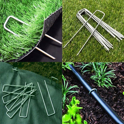 100 pcs U-shaped garden anchor pegs, 150mm, silver V1188-MS-325-1610