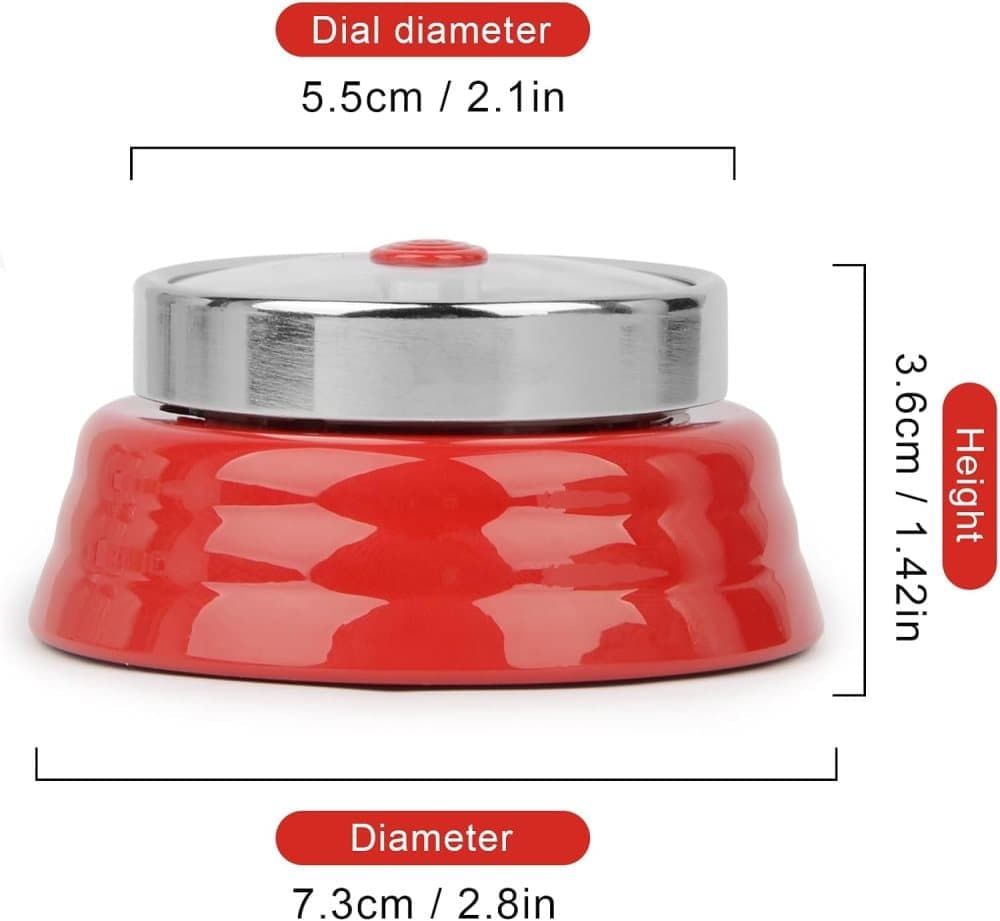 60 Minute Mechanical Kitchen Timer with Magnet in Stainless Steel, 3.6 x 7.3cm, Red V1188-MS-325-1611