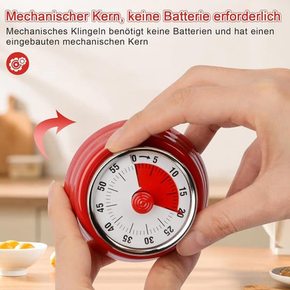 60 Minute Mechanical Kitchen Timer with Magnet in Stainless Steel, 3.6 x 7.3cm, Red V1188-MS-325-1611