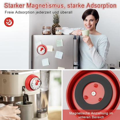 60 Minute Mechanical Kitchen Timer with Magnet in Stainless Steel, 3.6 x 7.3cm, Red V1188-MS-325-1611