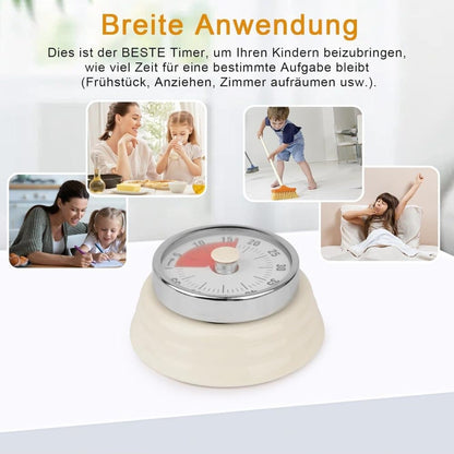 60 Minute Mechanical Kitchen Timer with Magnet, Stainless Steel Black, 3.6 x 7.3cm V1188-MS-325-1612