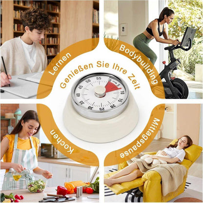 60 Minute Mechanical Kitchen Timer with Magnet, Stainless Steel Yellow, 3.6 x 7.3cm V1188-MS-325-1613
