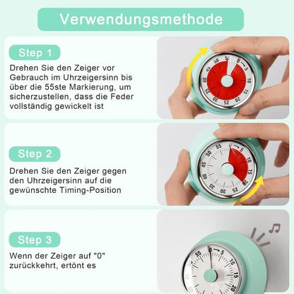 60 Minute Mechanical Kitchen Timer with Magnet, Stainless Steel, Green, 3.6 x 7.3cm V1188-MS-325-1614