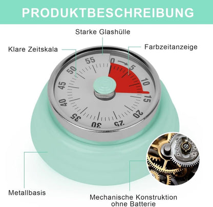 60 Minute Mechanical Kitchen Timer with Magnet, Stainless Steel, Green, 3.6 x 7.3cm V1188-MS-325-1614