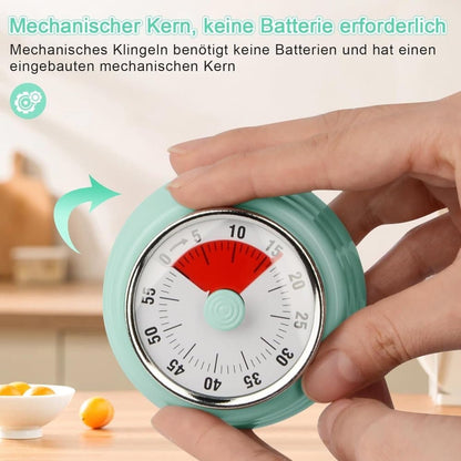 60 Minute Mechanical Kitchen Timer with Magnet, Stainless Steel, Green, 3.6 x 7.3cm V1188-MS-325-1614