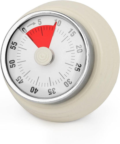 60 Minute Mechanical Kitchen Timer with Magnet, Stainless Steel Beige, 3.6 x 7.3cm V1188-MS-325-1616