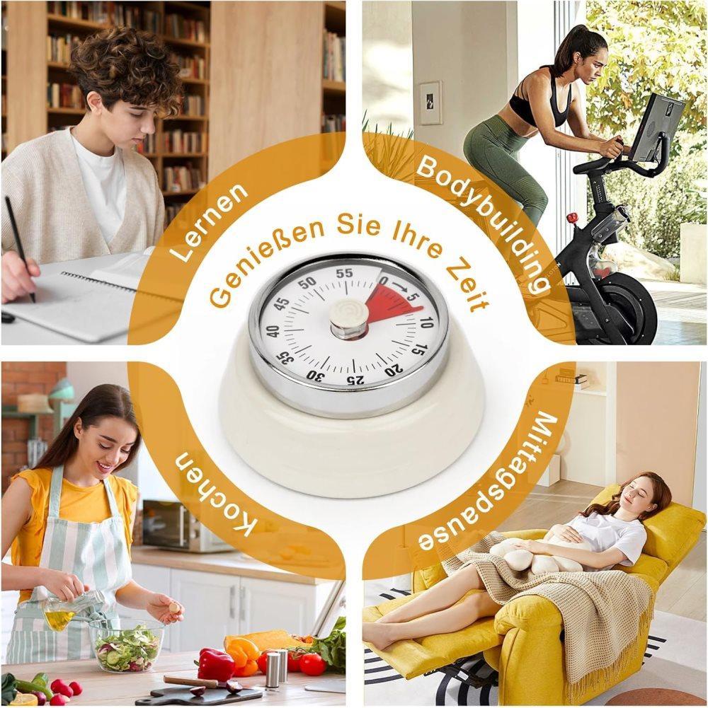 60 Minute Mechanical Kitchen Timer with Magnet, Stainless Steel Beige, 3.6 x 7.3cm V1188-MS-325-1616