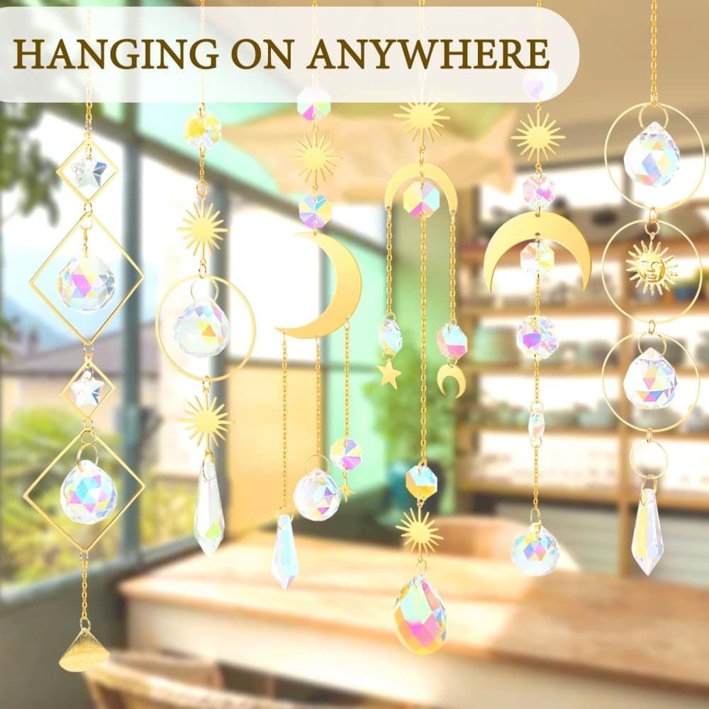 6 inches rainbow refractive prism suncatcher, crystal sun reflecting decoration, , SZ4 V1188-MS-325-1618