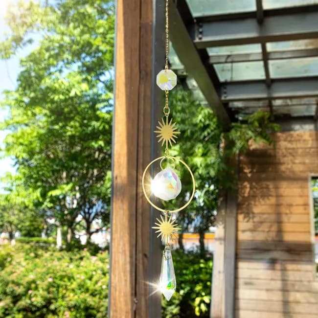 6 inches rainbow refractive prism suncatcher, with crystal decoration, , 6 inches V1188-MS-325-1619
