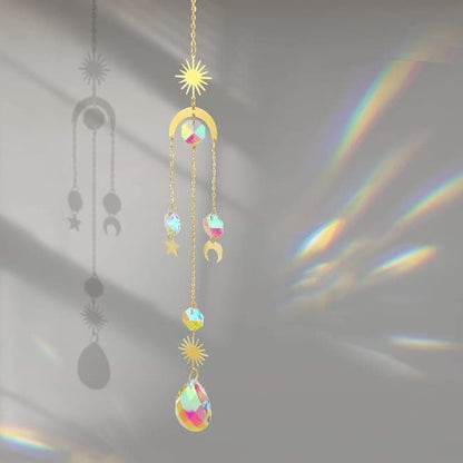 6 inches rainbow refractive prism suncatcher, with crystal decoration, , 6 inches V1188-MS-325-1619