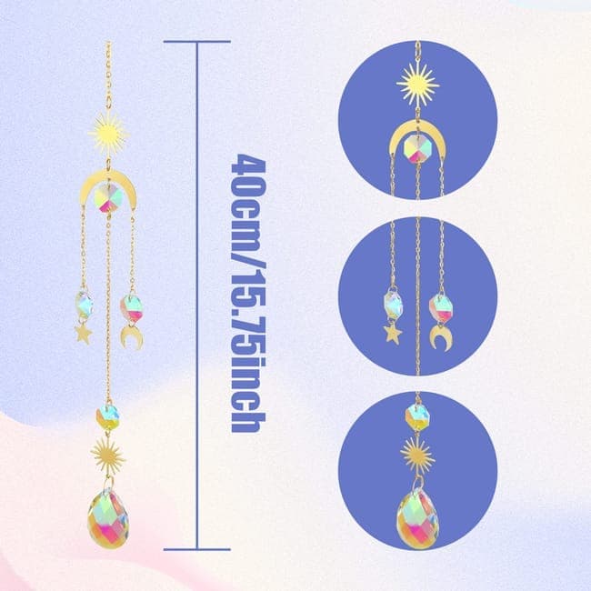 6 inches rainbow refractive prism suncatcher, with crystal decoration, , 6 inches V1188-MS-325-1619