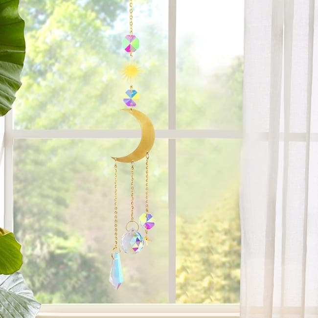 6 inches rainbow refractive prism suncatcher, crystal sun reflecting decoration, , 6 inches V1188-MS-325-1620