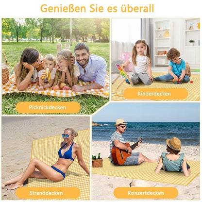 1 Waterproof Picnic Mat with Carrying Handle, Foldable for Camping Beach Park, Yellow, 150x200cm V1188-MS-325-1622