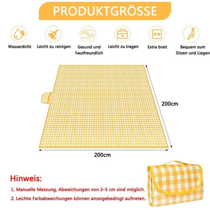 1 Waterproof Picnic Mat with Carrying Handle, Foldable for Camping Beach Park, Yellow, 150x200cm V1188-MS-325-1622