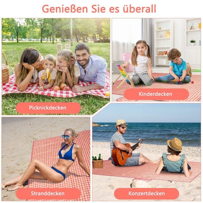 Waterproof Picnic Mat Foldable with Carrying Handle for Camping Beach Park Outdoor, Durable, 150x200cm, Pink V1188-MS-325-1626