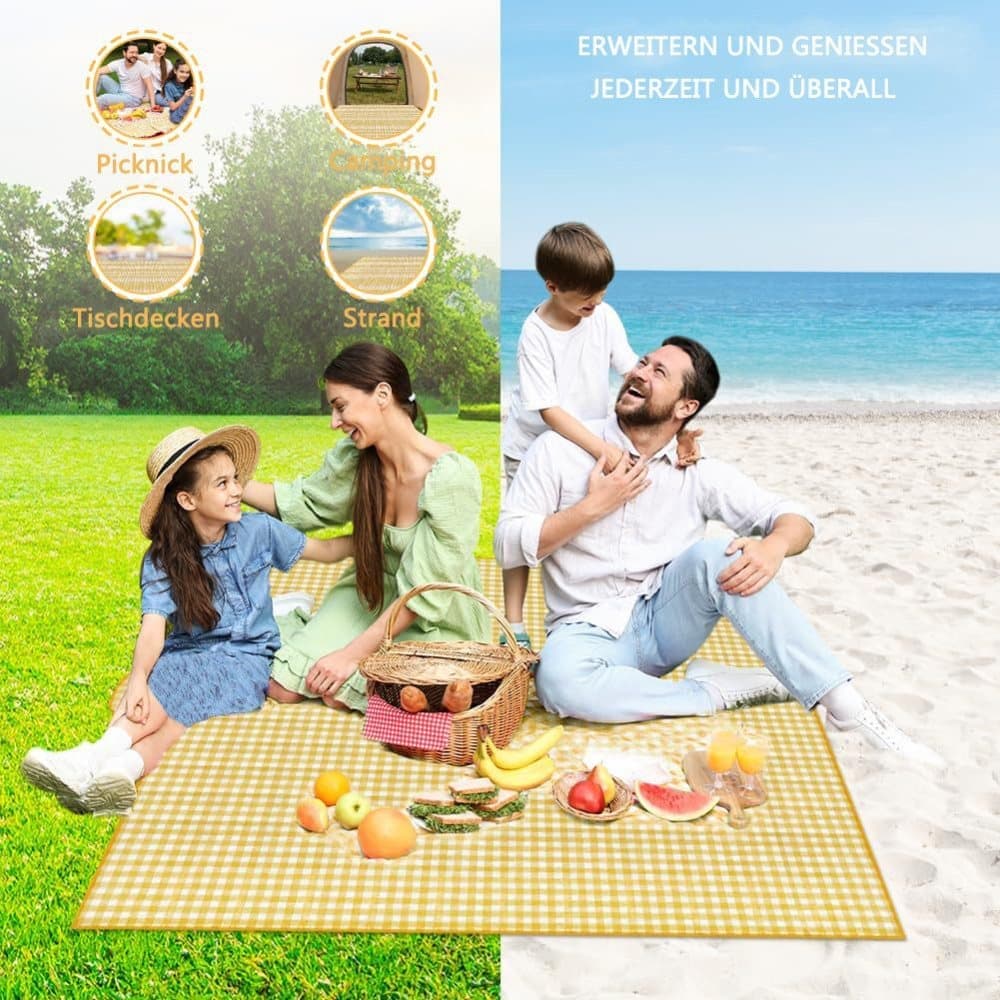 2-Pack Waterproof Picnic Mat Foldable with Carrying Handle for Camping Beach Park Outdoor Activities, V1188-MS-325-1629