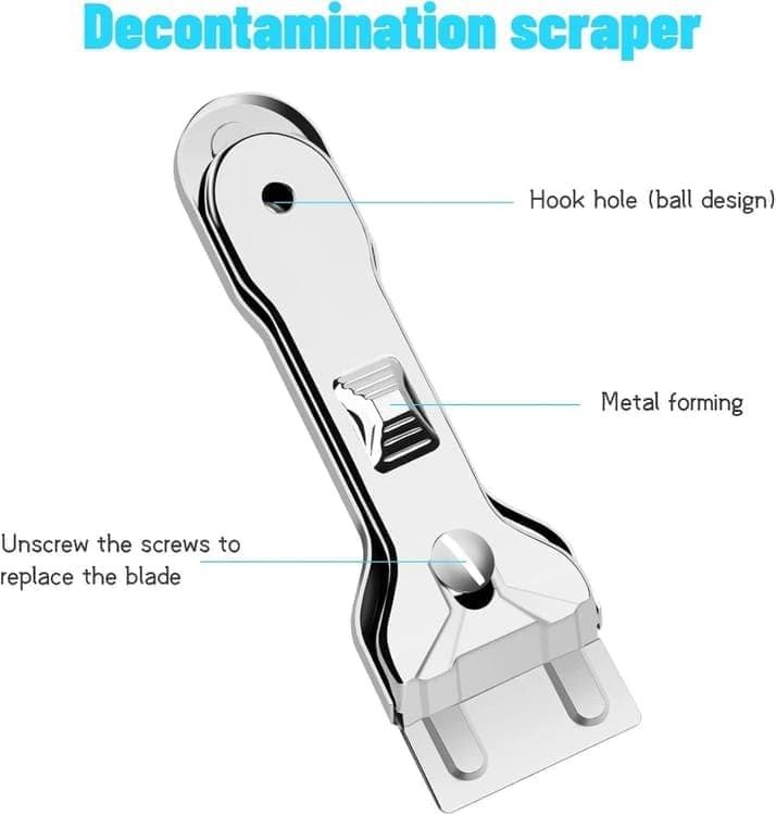 Glass scraper with 5 replaceable blades for effective cleaning, compatible with glass hobs V1188-MS-325-1634