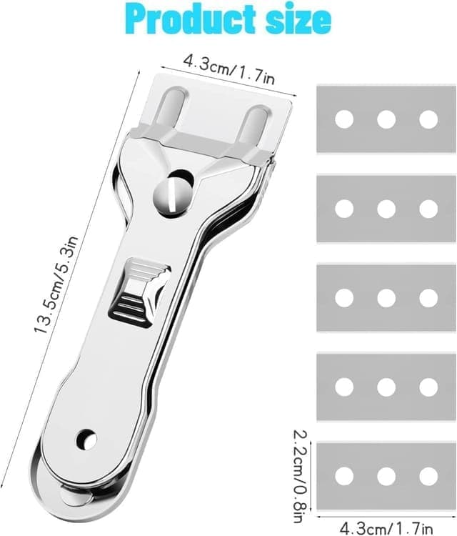 Glass scraper with 5 replaceable blades for effective cleaning, compatible with glass hobs V1188-MS-325-1634