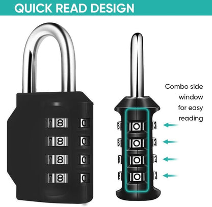 4-Digit Combination Lock with Long Shackle for Cabinets Fences Toolboxes Suitcases, 1.5\ V1188-MS-325-1635