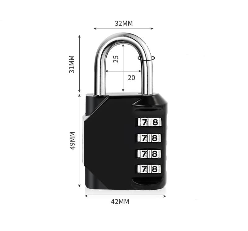 4-Digit Combination Lock with Long Shackle for Cabinets Fences Toolboxes Suitcases, 1.5\ V1188-MS-325-1635