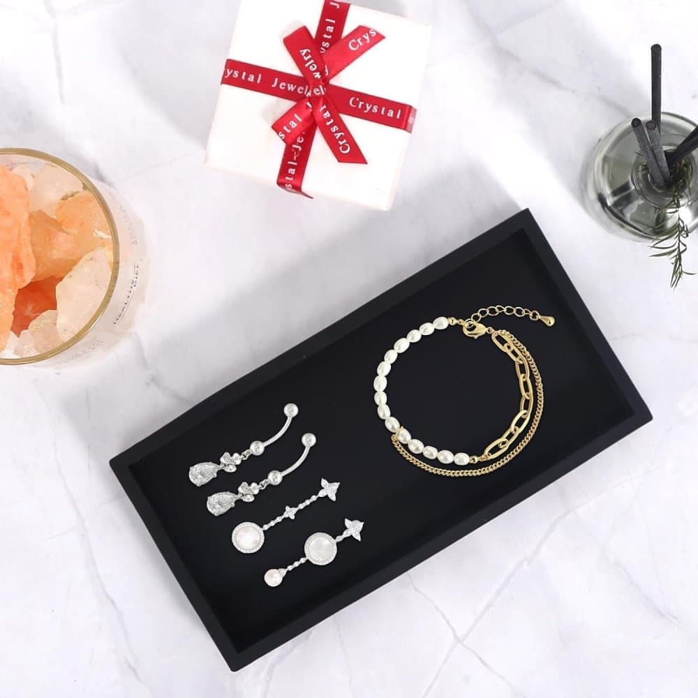Black Silicone Storage Tray for Makeup and Small Items, 20 cm x 10 cm V1188-MS-325-1642