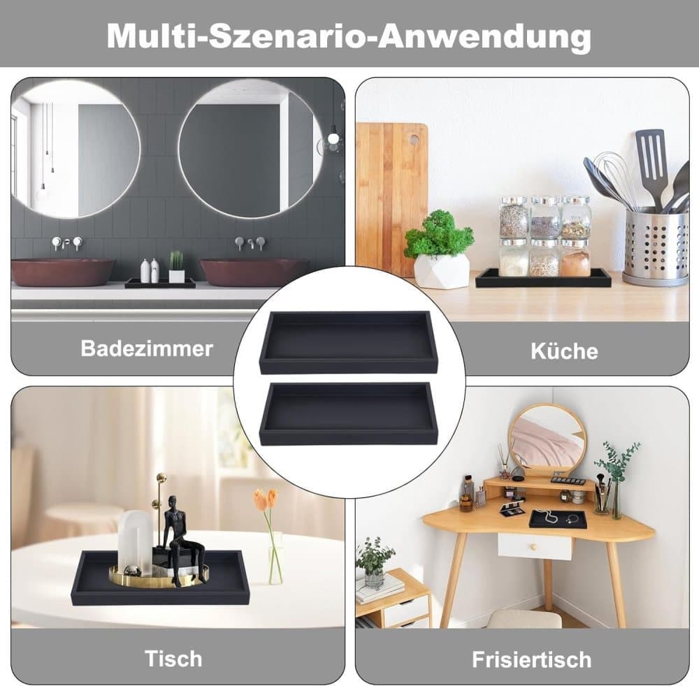 Black Silicone Storage Tray for Makeup and Small Items, 20 cm x 10 cm V1188-MS-325-1642