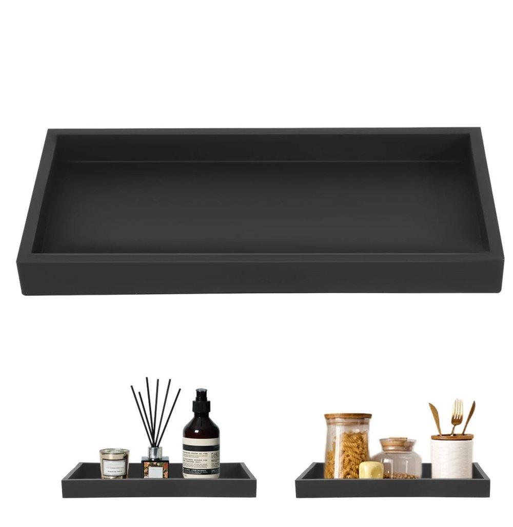Black silicone storage tray for makeup and small items, decorative and practical organizer, 30 cm x 12.5 cm V1188-MS-325-1647
