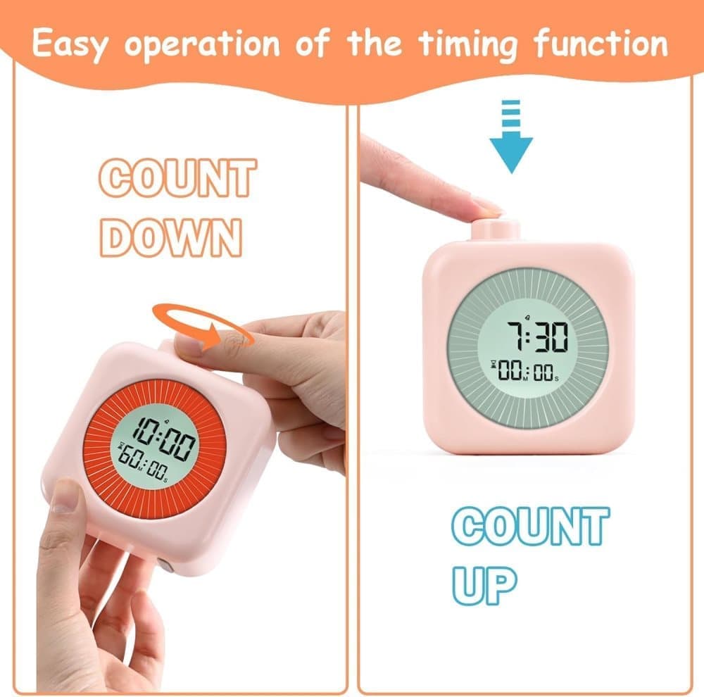 60 Minute Digital Timer with Clock and Alarm, 3-in-1, Pink V1188-MS-325-1651