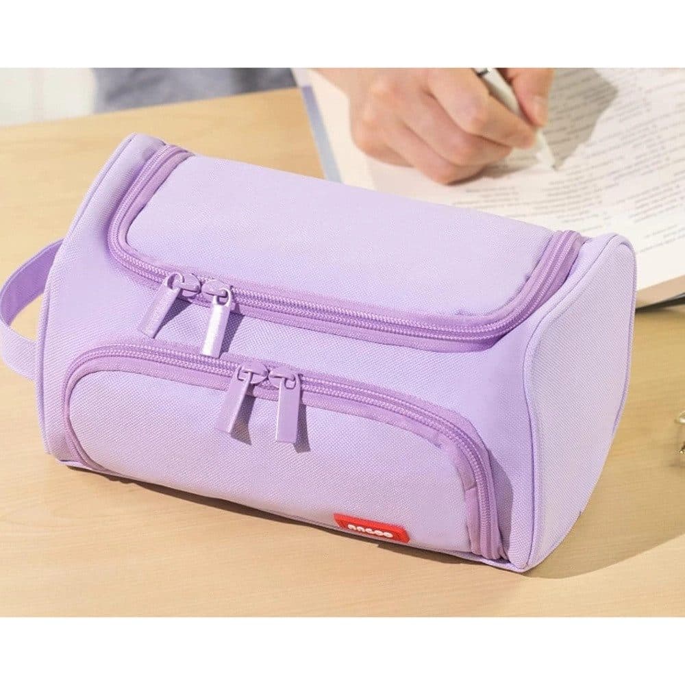 3-Layer School Pencil Case Multifunctional Spacious Pencil Bag for Pens and Stationery, Light Purple V1188-MS-325-1654