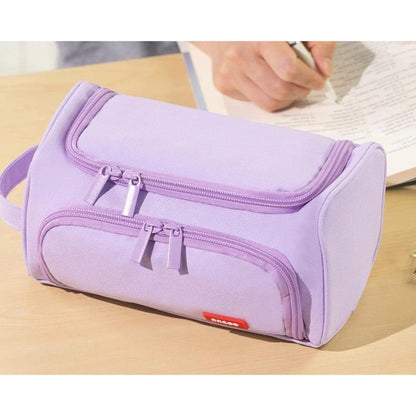 3-Layer School Pencil Case Multifunctional Spacious Pencil Bag for Pens and Stationery, Light Purple V1188-MS-325-1654