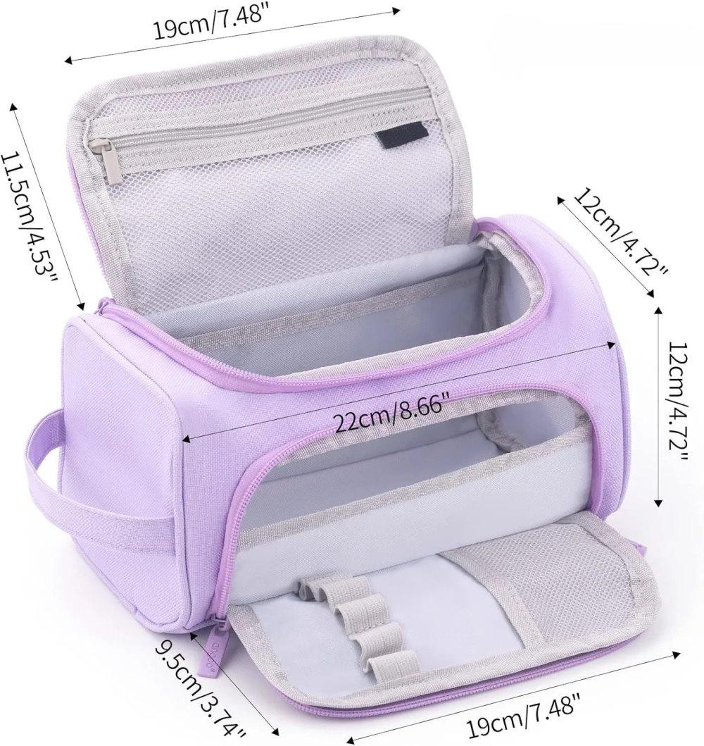 3-Layer School Pencil Case Multifunctional Spacious Pencil Bag for Pens and Stationery, Light Purple V1188-MS-325-1654