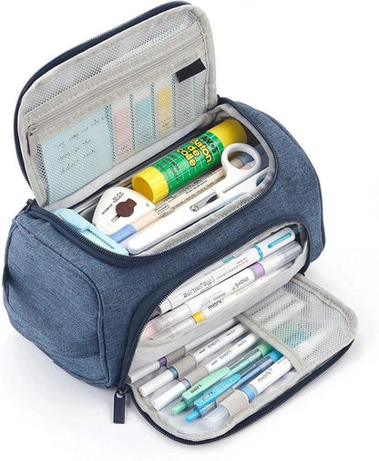 3-Layer School Pencil Case, Dark Blue Multifunctional Pencil Bag with Spacious Design for Pens and Pencils V1188-MS-325-1655