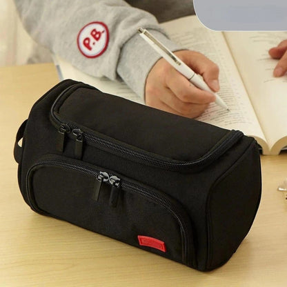 3-Layer School Pencil Case, Black, Multifunctional Spacious Pencil Bag for Pens and Stationery V1188-MS-325-1656