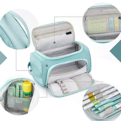 3-Layer School Pencil Case, Black, Multifunctional Spacious Pencil Bag for Pens and Stationery V1188-MS-325-1656