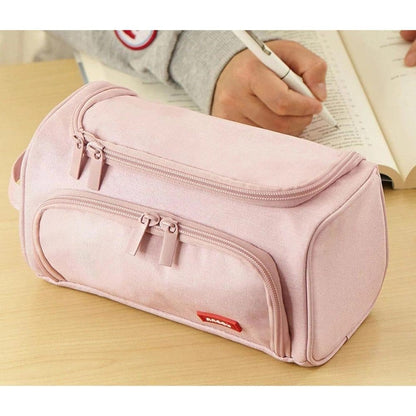 3 Layer School Pencil Case Pink, Multifunctional Spacious Pencil Bag for Pens and Stationery V1188-MS-325-1657