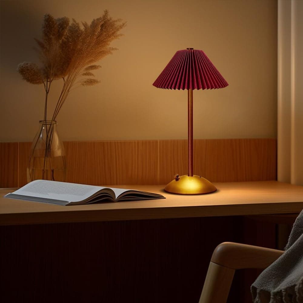 Portable LED Table Lamp with 3 Brightness Levels, USB Desk Lamp for Bedside Desk Dining Table, Red V1188-MS-325-1659