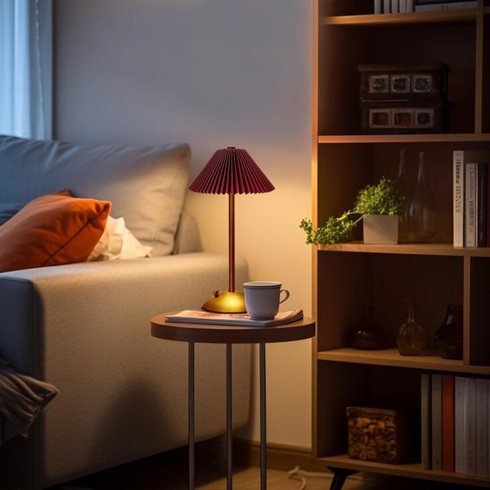 Portable LED Table Lamp with 3 Brightness Levels, USB Desk Lamp for Bedside Desk Dining Table, Red V1188-MS-325-1659