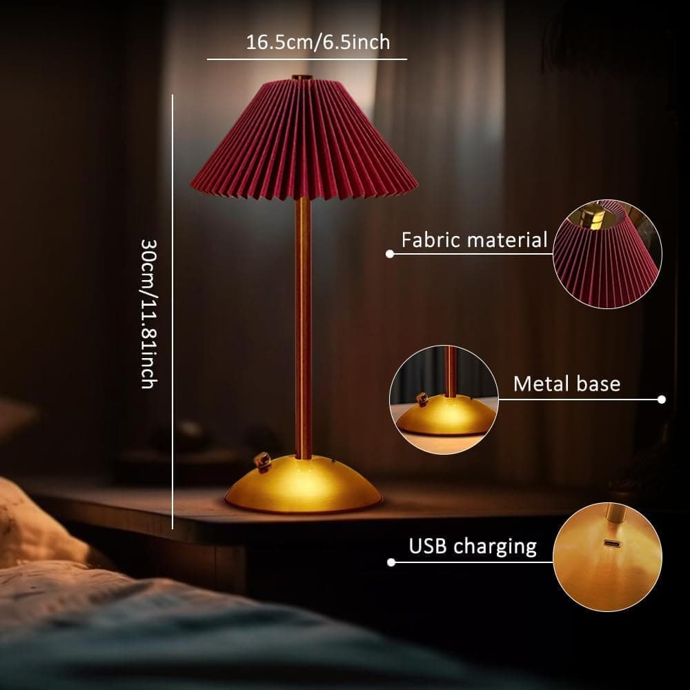 Portable LED Table Lamp with 3 Brightness Levels, USB Desk Lamp for Bedside Desk Dining Table, Red V1188-MS-325-1659