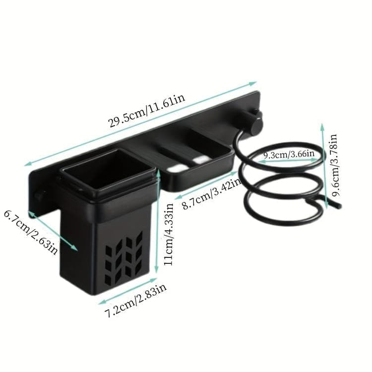1 Pack Wall Mounted Hair Dryer Holder Shower Shelf Bathroom Storage Shelf, Aluminum V1188-MS-325-1669