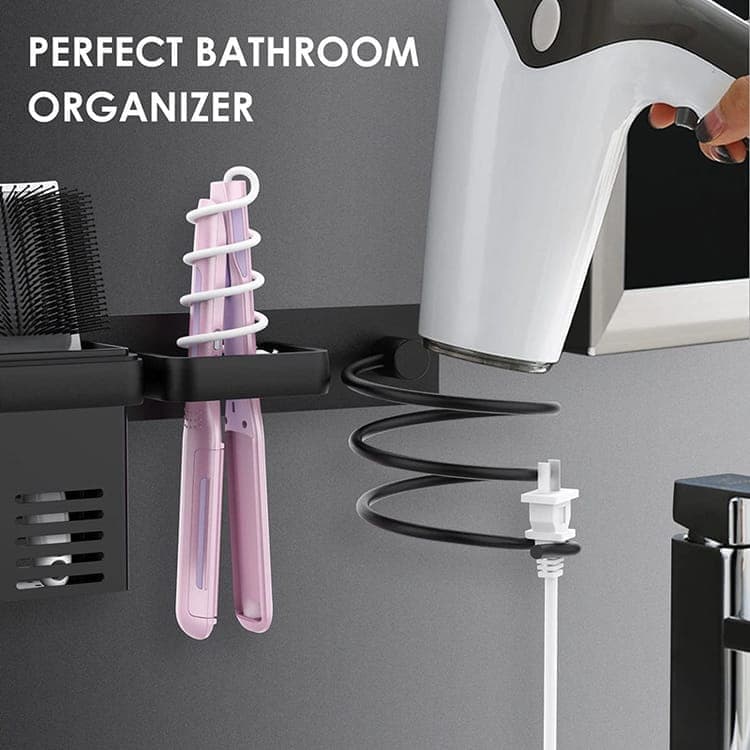 1 Pack Wall Mounted Hair Dryer Holder Shower Shelf Bathroom Storage Shelf, Aluminum V1188-MS-325-1669