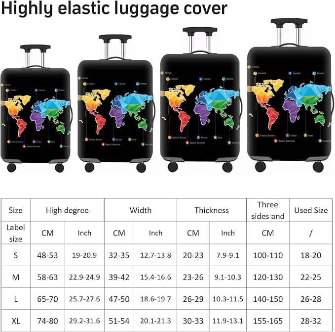 18-32 Inch Elastic Suitcase Cover Washable Luggage Protector Reusable Travel Protective, 18-20inch V1188-MS-325-1671