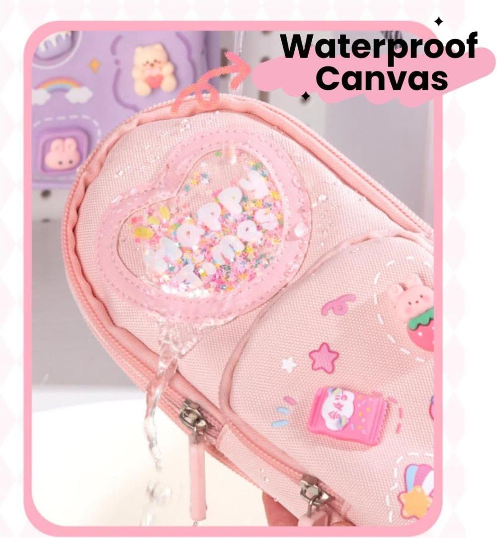 Large Capacity Cute Pencil Case with 3 Compartments, Purple V1188-MS-325-1676