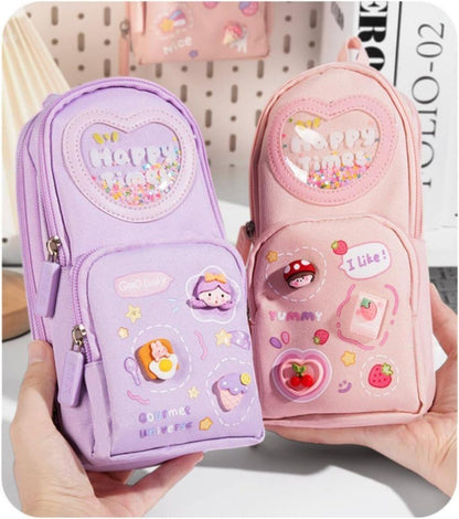 Large Capacity Cute Pencil Case with 3 Compartments, Purple V1188-MS-325-1676