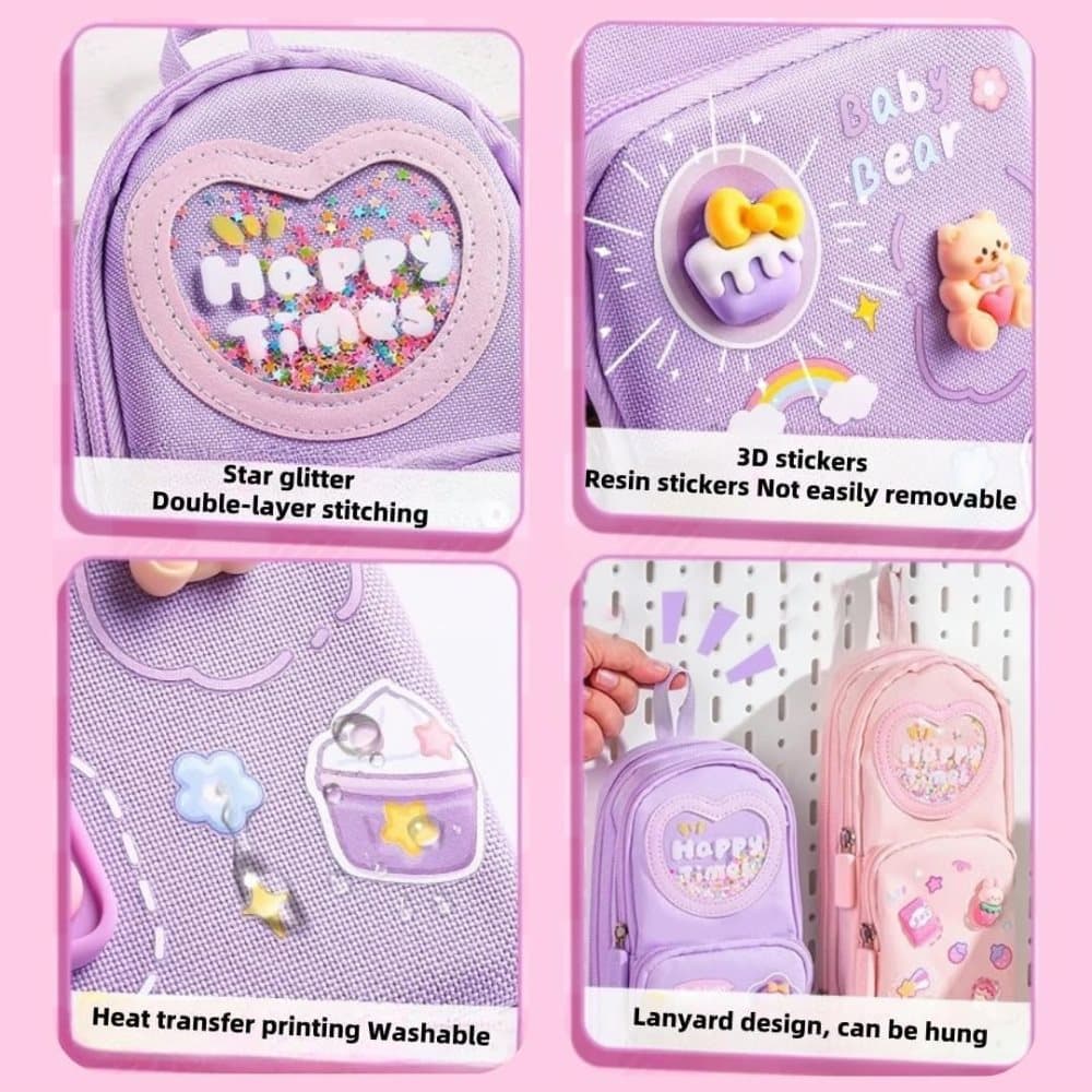 3 Compartments Multifunctional Pencil Case Large Capacity, Purple V1188-MS-325-1677
